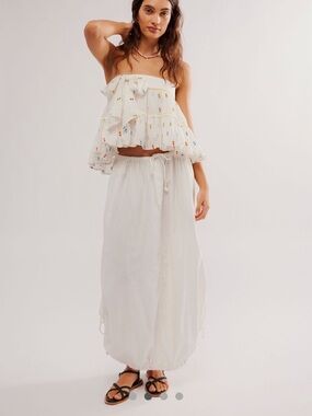 Free People White Drawstring Parachute Skirt
